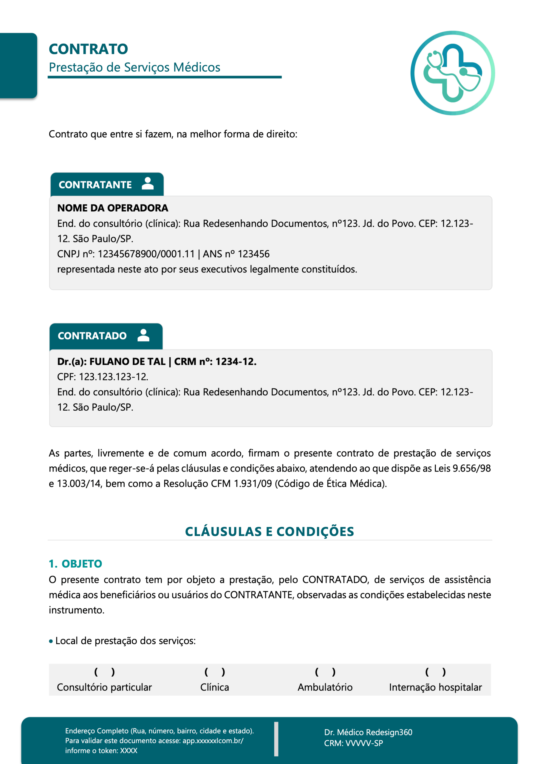 Contrato de Prestação de Serviços Médicos