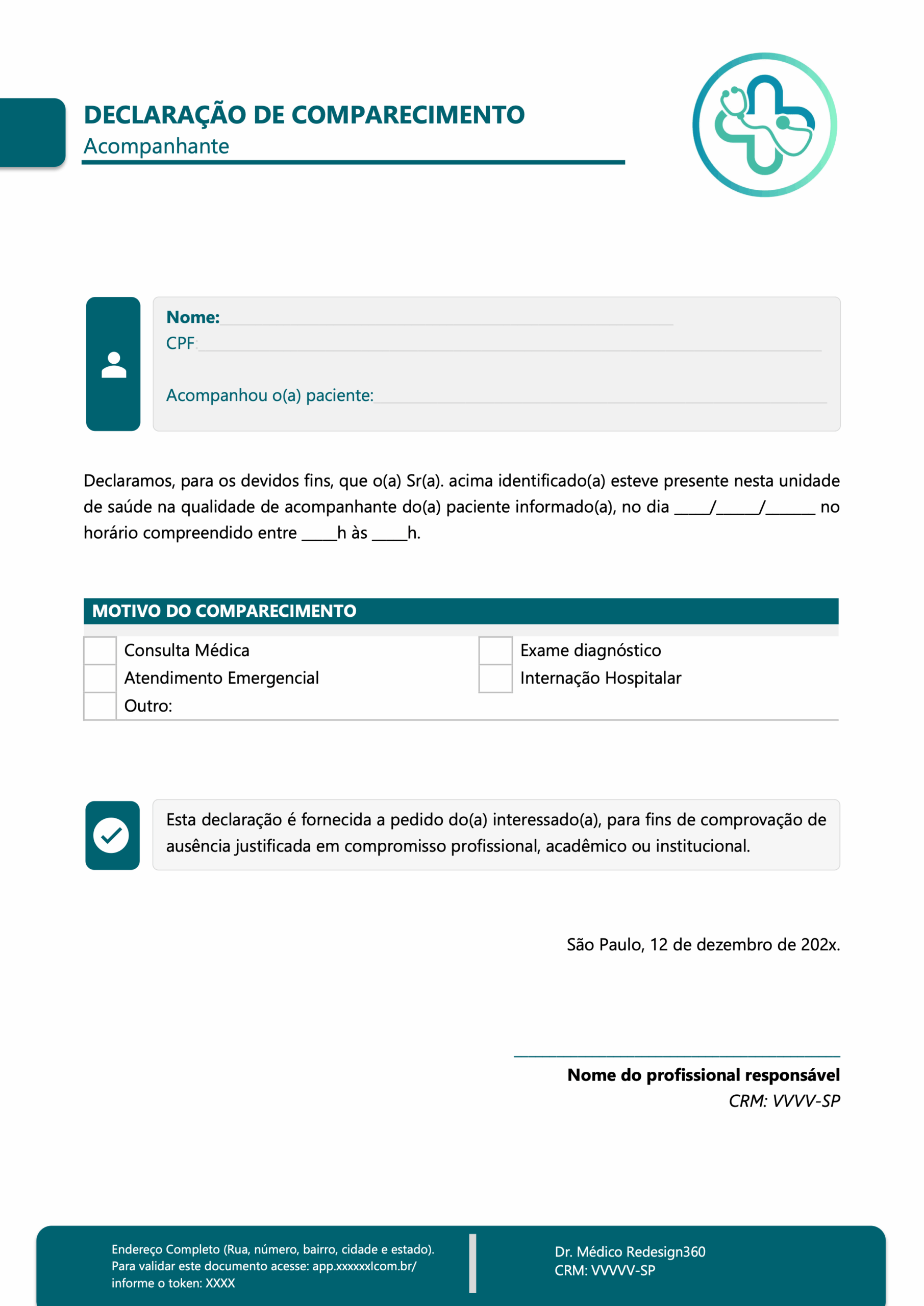 Declaração de Comparecimento - Acompanhante