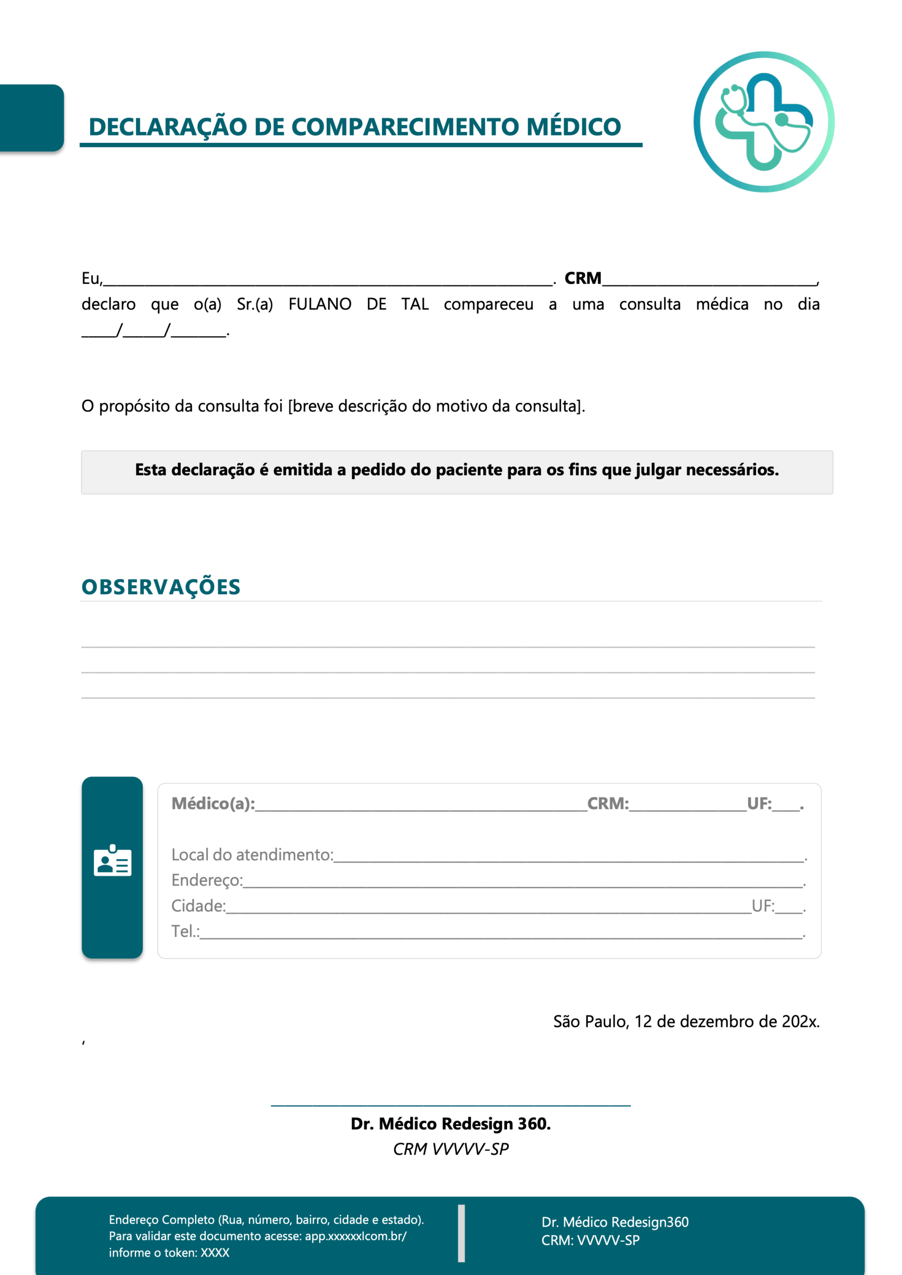 Declaração de Comparecimento Médico