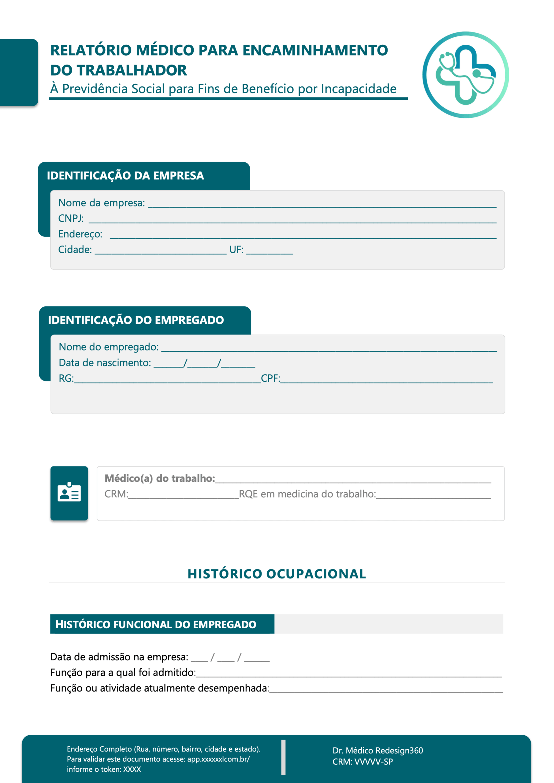 Relatório Médico para Encaminhamento do Trabalhor