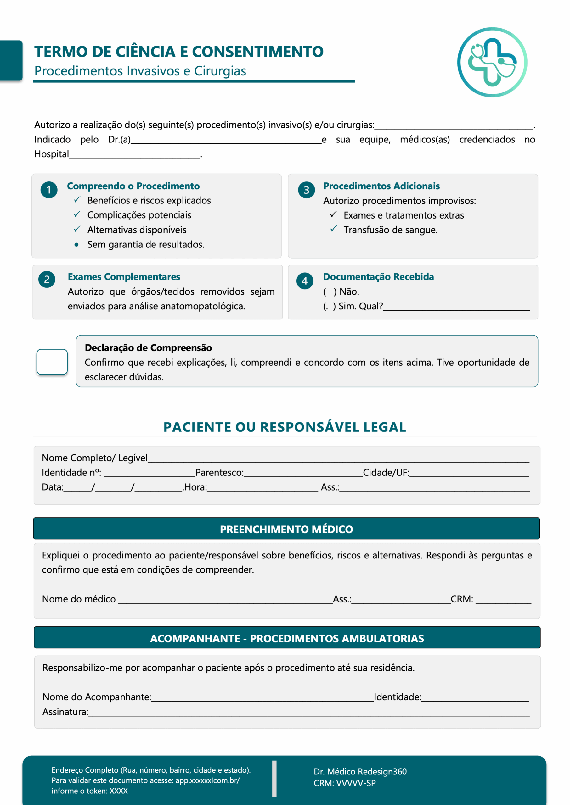 Termo de Ciência e Consentimento para Procedimentos Invasivos e Cirurgias II